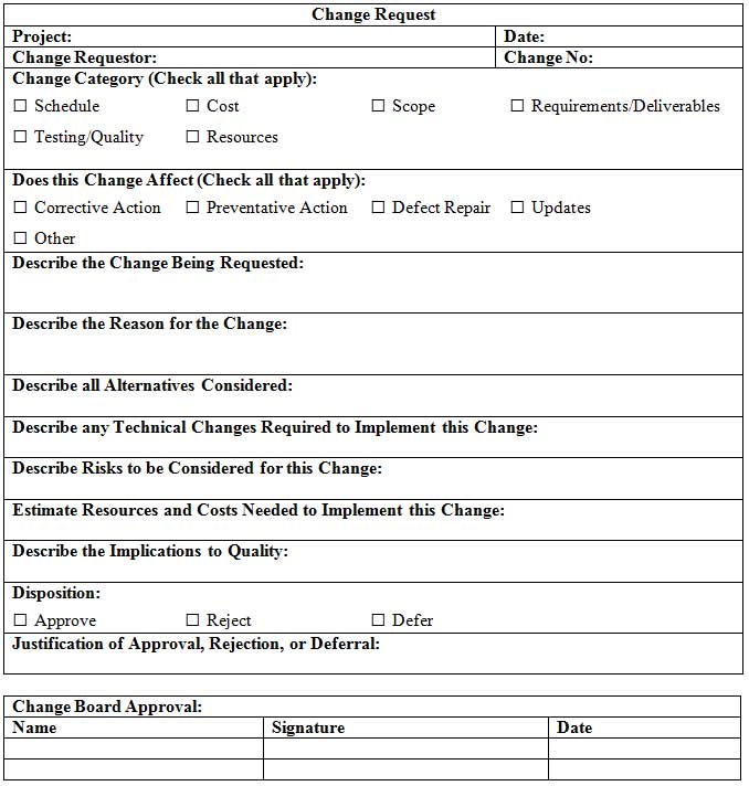 change request sample form
